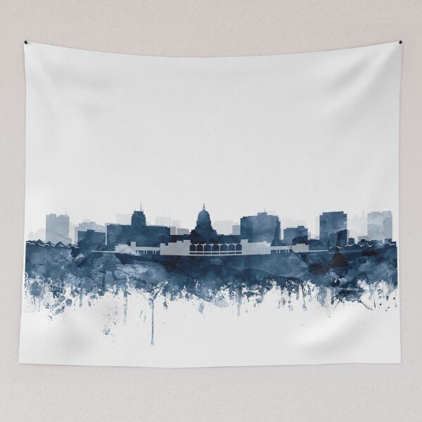 Item preview, Madison Skyline Navy Blue Watercolor by Zouzounio Art designed and sold by zouzounioart.