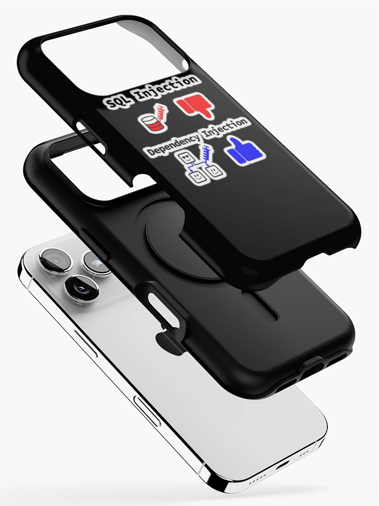 Thumbnail 2 of 4, iPhone Case, SQL Injection vs. Dependency Injection, Databases, Database Developer, Software Engineer, Computer Science, Programming Humor, Sticky Design designed and sold by Max-Wear.
