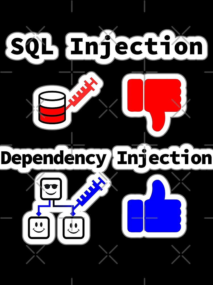 Thumbnail 3 of 3, Scarf, SQL Injection vs. Dependency Injection, Databases, Database Developer, Software Engineer, Computer Science, Programming Humor, Sticky Design designed and sold by Max-Wear.