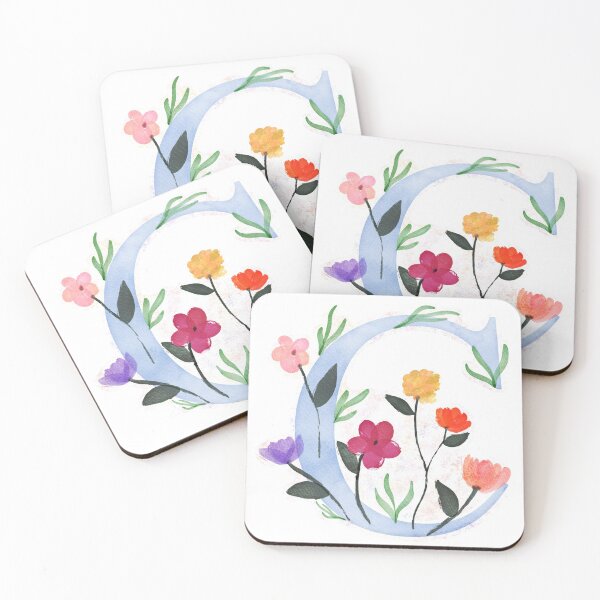 Item preview, C with Watercolor Flowers designed and sold by Em0523.