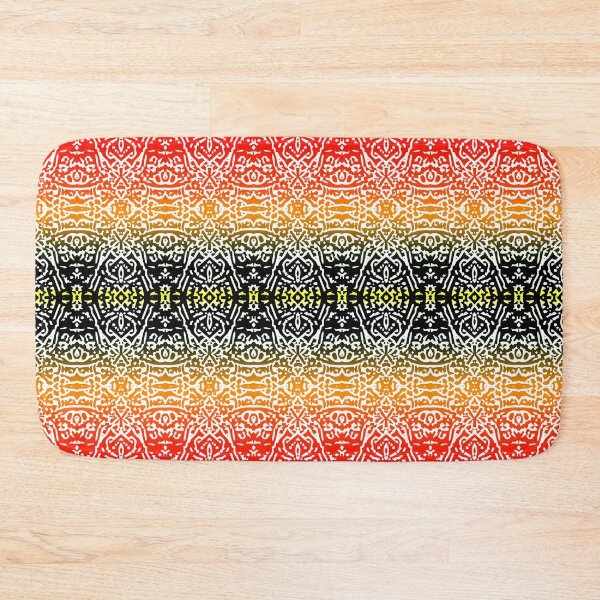 Item preview, Black red and orange ethnic seamless pattern. designed and sold by floraaplus.