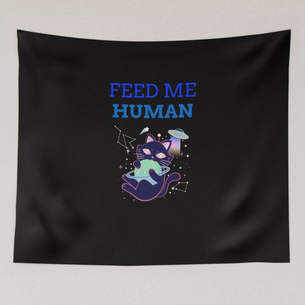 Item preview, Feed me human- space themed cat design designed and sold by josephsteez.