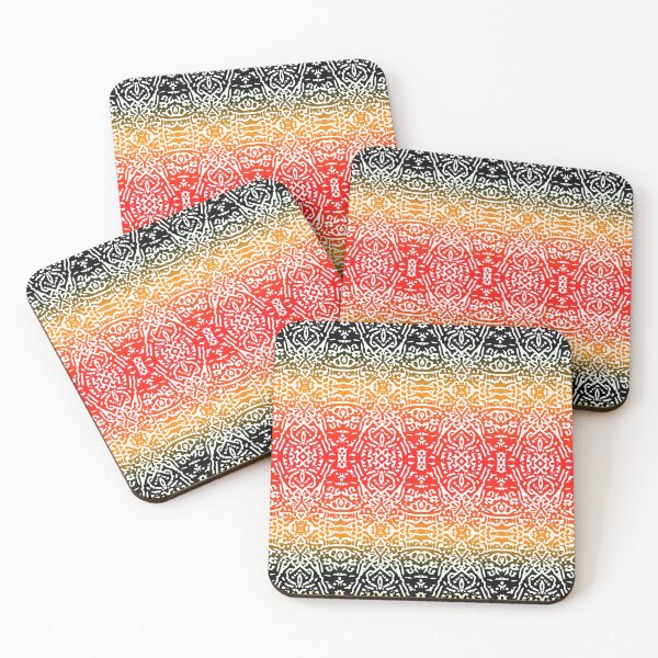 Item preview, Black red and orange ethnic seamless pattern. designed and sold by floraaplus.