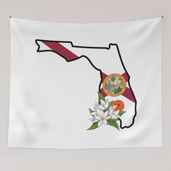 Item preview, State of Florida Flag with State Flower Orange Blossom designed and sold by Gsallicat.