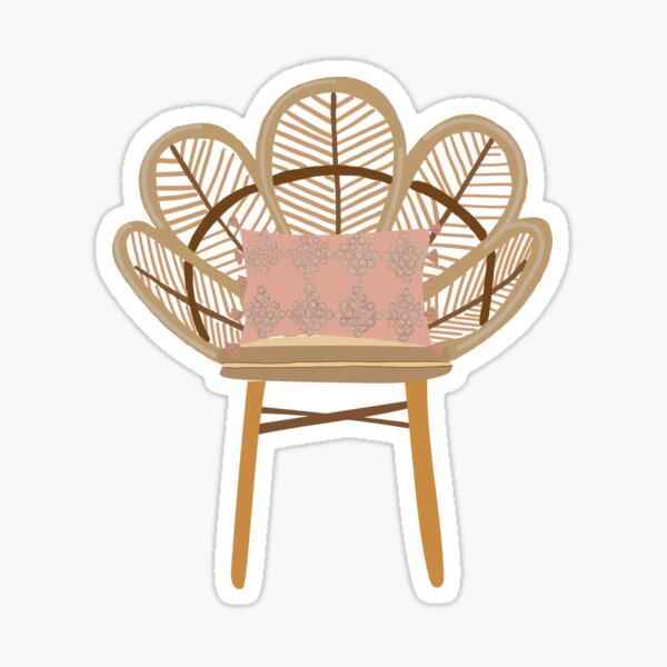 Wicker chair with pillow Sticker