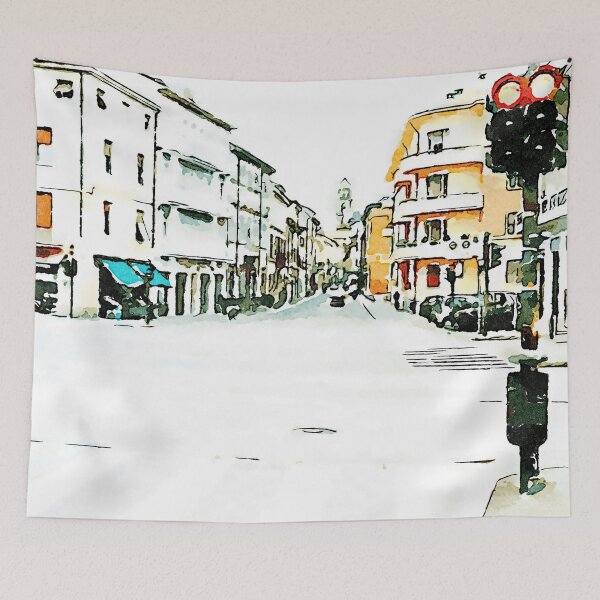 Item preview, Faenza street with traffic lights and buildings designed and sold by Giuseppe Cocco.