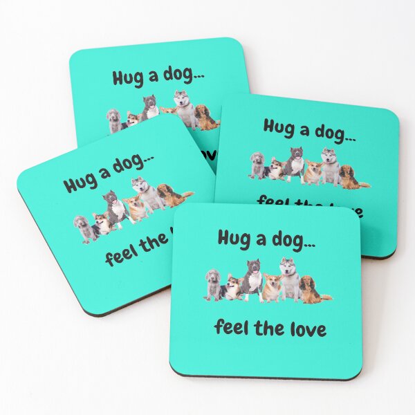 Item preview, dog lover tee shirt, Hug a dog, feel the love, gift for dog walker, vet tech, breeder,  designed and sold by Sandra Fox.