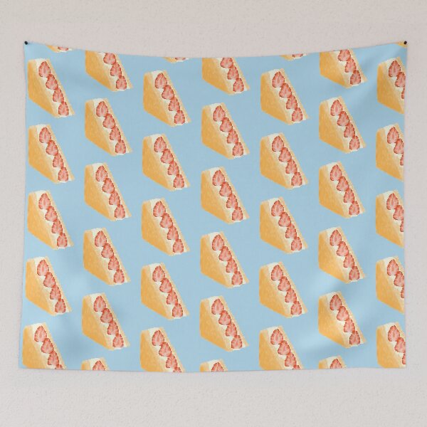 Item preview, Strawberry Sando Fruit Sandwich Pixel Art (blue background)  designed and sold by tifft.