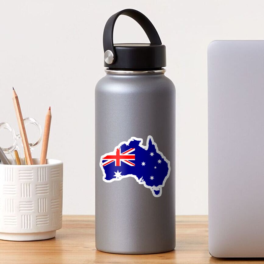 Australia Flag Map Merge Design Illustrator Sticker By Fanonkick Redbubble