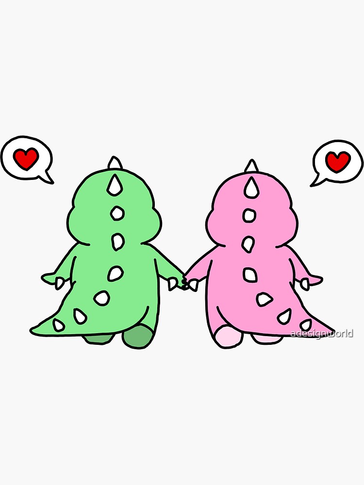 Sticker for Sale avec l'œuvre « Petits dinosaures se tenant la ..., حجم الصورة 750x1000