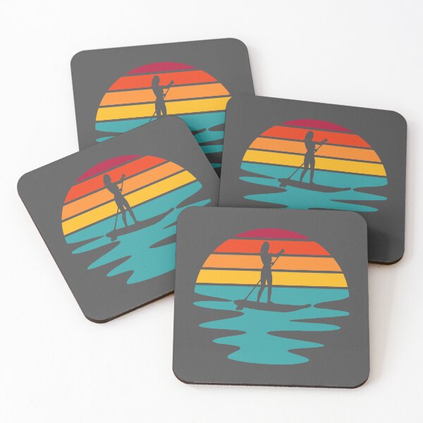 Item preview, Woman Stand Up Paddle Board - SUP - Retro Sunset On The Water designed and sold by HeatherPore.