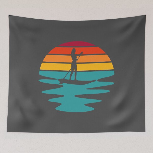 Item preview, Woman Stand Up Paddle Board - SUP - Retro Sunset On The Water designed and sold by HeatherPore.