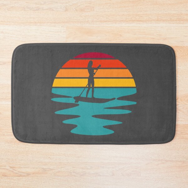 Item preview, Woman Stand Up Paddle Board - SUP - Retro Sunset On The Water designed and sold by HeatherPore.
