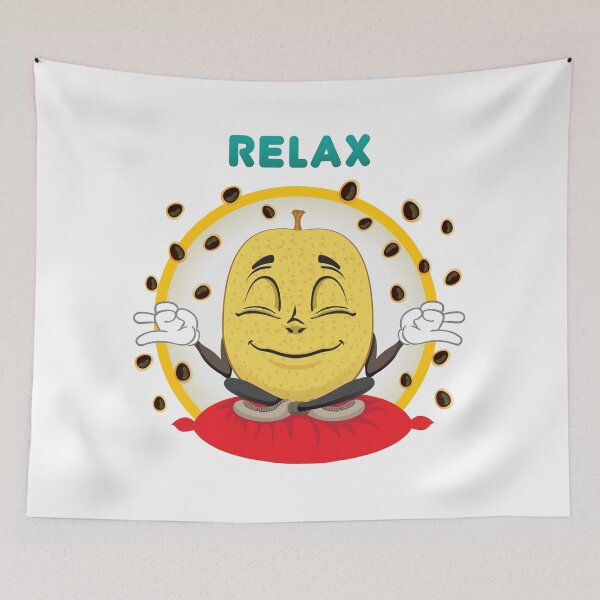 Item preview, Mascot passion fruit meditating and relaxing. Ideal for children's and informative stories designed and sold by LucianoCosmo.