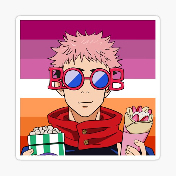 Jujutsu Kaisen Itadori Yuji Meme Redraw Lesbian Flag Version Sticker By Animetourist