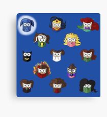Nerd Girl (Owls) - Blue Canvas Print