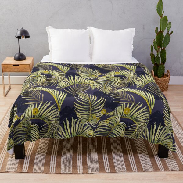 Item preview, Tropoical palm tree forest at night pattern design designed and sold by EarthyPlanty.