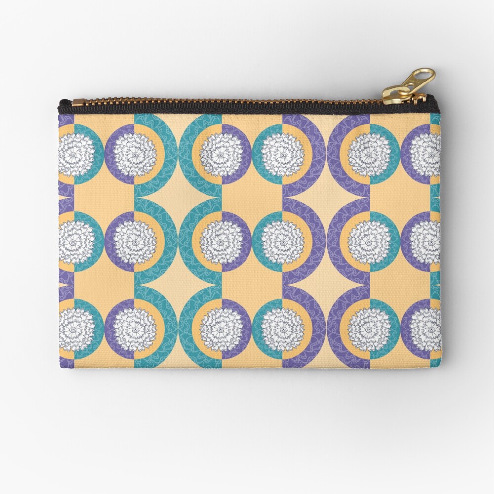Floral Circle Pattern Zipper Pouch