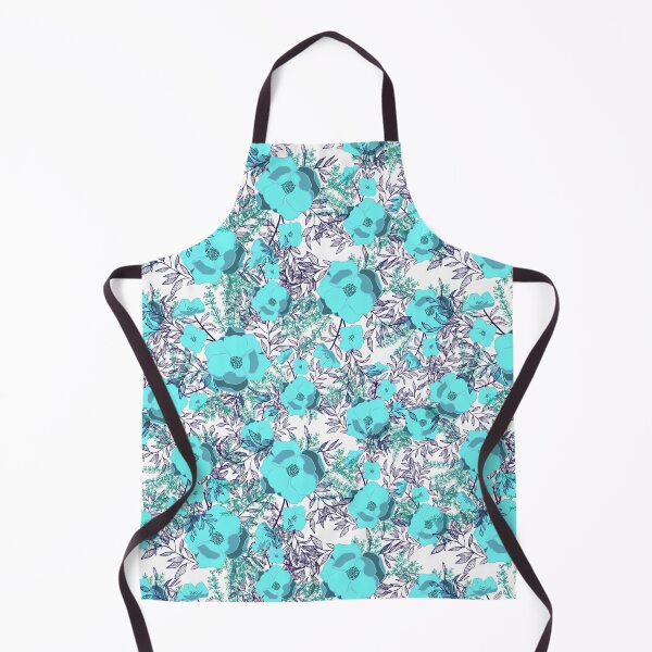 Item preview, Cyan florals on white designed and sold by Aimyillustrates.