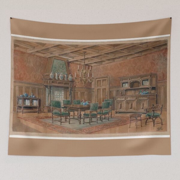 Item preview, Classic Watercolor Prints - European Interior Paneled Dining Room designed and sold by dubcee.