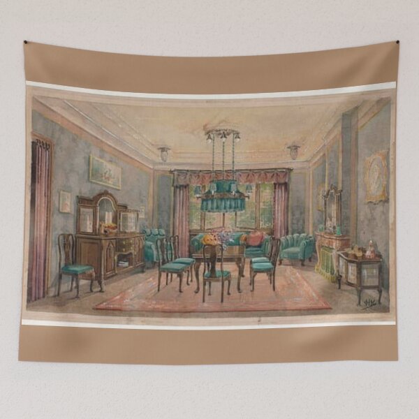Item preview, Classic Watercolor Prints - European Interior Blue Dining Room designed and sold by dubcee.