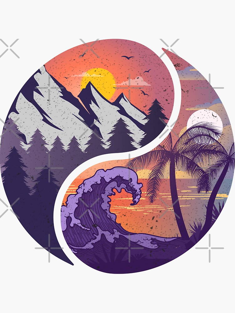 Ying Yang Mountains And Beach Landscape Shirt Ying Yang Mountains And Beach Landscape Shirt