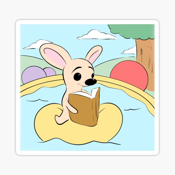 Chihuahua Reading Books Pool Summertime Digital Dog Art Sticker
