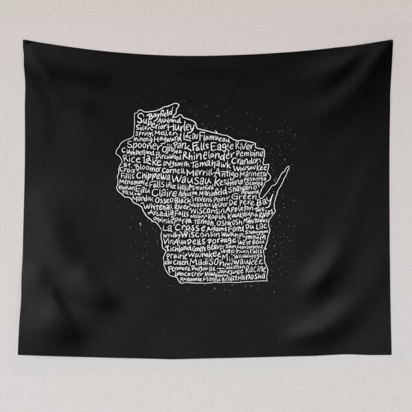 Item preview, Wisconsin Handwritten Map of State & Cities designed and sold by NumeralV.