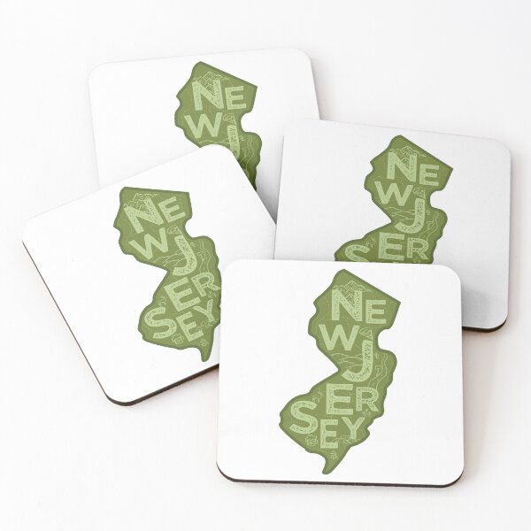 Aperçu de l'œuvre New Jersey Map Typography Green créée et vendue par HelloGentry.