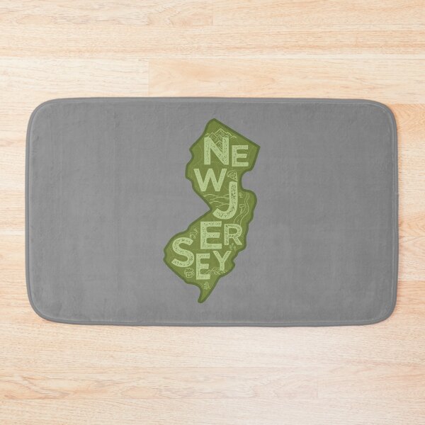 Aperçu de l'œuvre New Jersey Map Typography Green créée et vendue par HelloGentry.