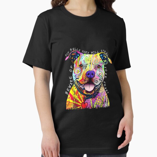 Vista previa del artículo con la obra «Cuidado con los pitbulls, te robarán el corazón Perros graciosos», diseñado y vendido por HansShields.
