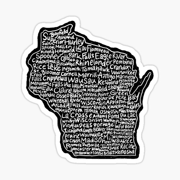 Vista previa del artículo con la obra «Mapa manuscrito de Wisconsin de estados y ciudades», diseñado y vendido por NumeralV.