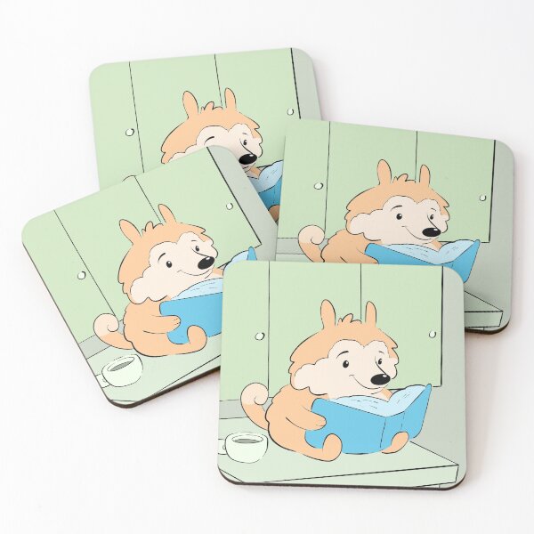 Item preview, Puppy Reading Books Kitchen Coffee Digital Dog Art designed and sold by MaePublishing.