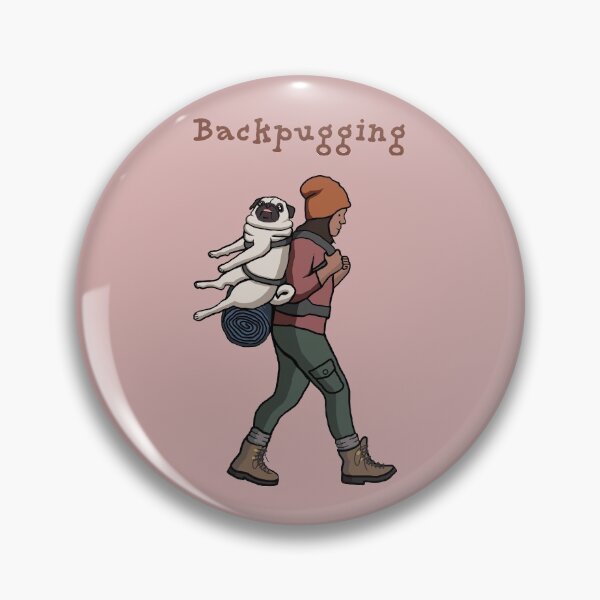 Item preview, Backpugging (Fawn Pug and Hiking Girl) designed and sold by pugventurephoto.