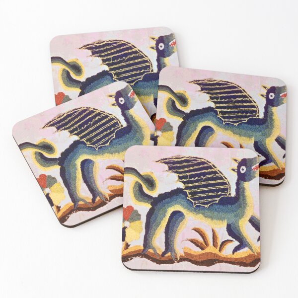 Item preview, Crewel Dragon Vintage Floral Vector Pattern designed and sold by Vicky Brago-Mitchell®.