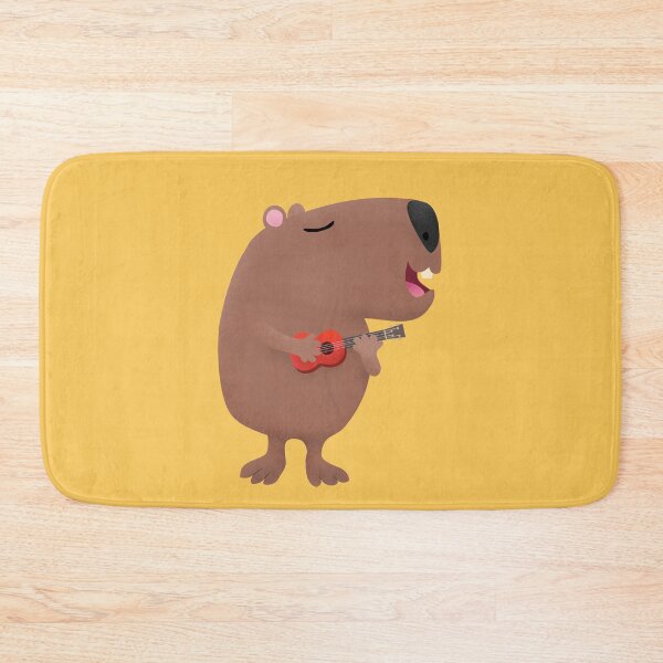 Item preview, Cute singing capybara ukulele cartoon illustration designed and sold by FrogFactory.