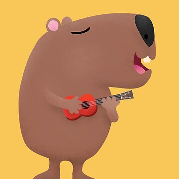 Etiqueta De Nome Óptica desenho animado de capybara ukulele