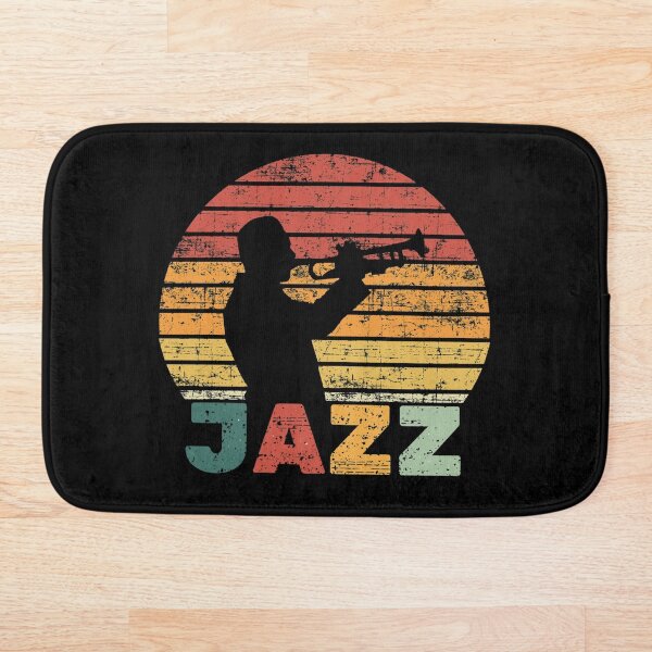 Aperçu de l'œuvre Conception de typographie silhouette rétro trompettiste jazz créée et vendue par Unworldly.