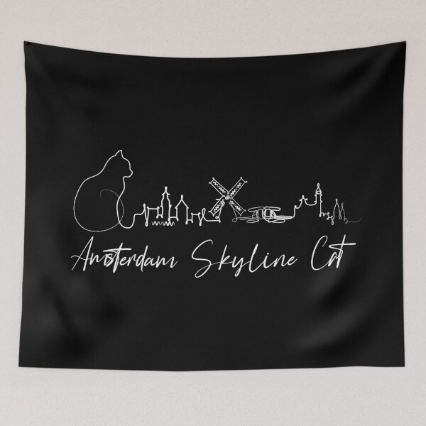 Item preview, Amsterdam Skyline Cat Black designed and sold by ARTTY SHOP.