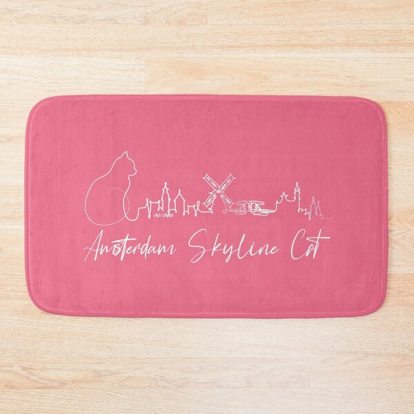 Item preview, Amsterdam Skyline Cat Pink designed and sold by ARTTY SHOP.