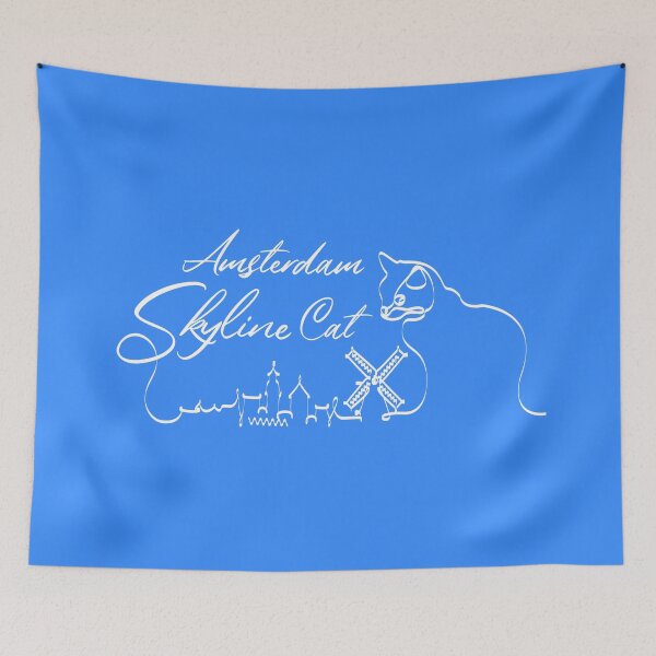 Item preview, Amsterdam Skyline Cat Original 2 Blue designed and sold by ARTTY SHOP.