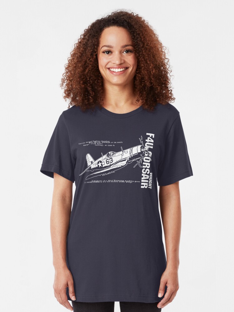 Alternate view of F4U Corsair Fighter Bomber Slim Fit T-Shirt