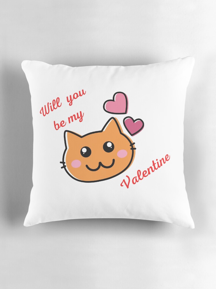 Thumbnail 3 of 4, Pillow, Valentines kitty designed and sold by Rritu.