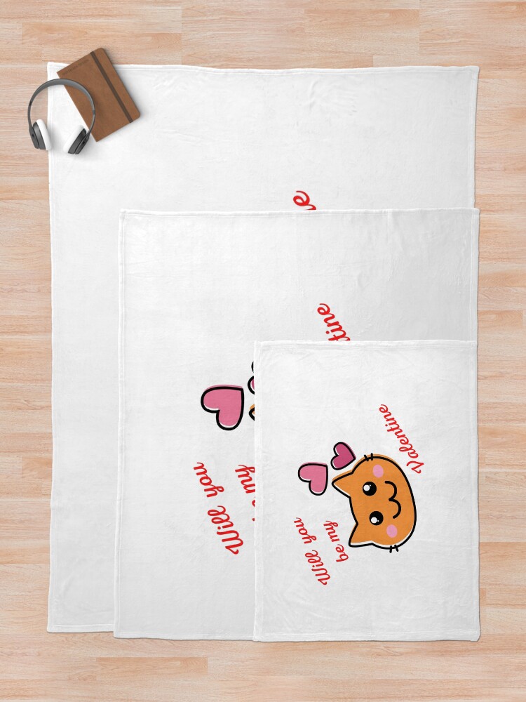 Thumbnail 5 of 6, Throw Blanket, Valentines kitty designed and sold by Rritu.