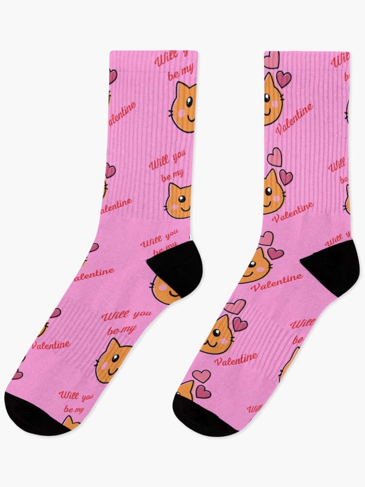 Thumbnail 1 of 5, Socks, Valentines kitty designed and sold by Rritu.