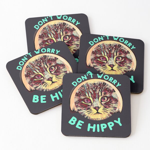 Item preview, Don't Worry, Be Hippy (kitty) designed and sold by HamiltonmagicTs.