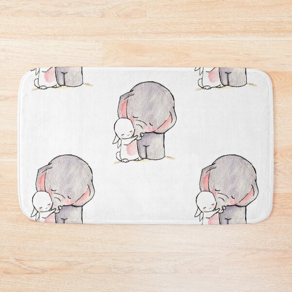 Item preview, Elephant Drawing, Hand-painted animal s, rabbit hugging elephant designed and sold by Bashar-Design.