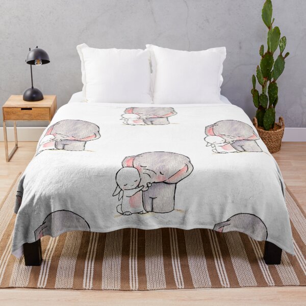 Item preview, Elephant Drawing, Hand-painted animal s, rabbit hugging elephant designed and sold by Bashar-Design.