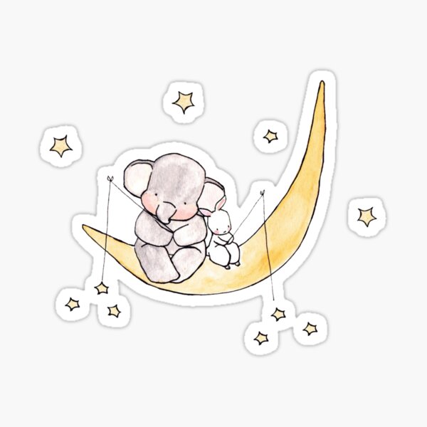 Item preview, Elephant Room Nursery Child, The Elephant and the White Rabbit, elephant and bunny designed and sold by Bashar-Design.