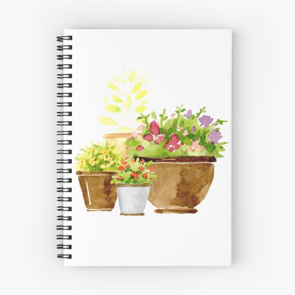 Item preview, Pintura de flores en maceta marrón, Flowerpo euclidiana, Plantas en maceta pintadas a mano designed and sold by Bashar-Design.